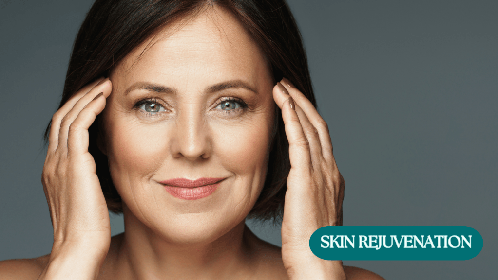 A woman with vibrant skin.